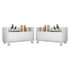 Kit C/ 2 Mesas De Cabeceira 80 Cm C/ Rodízios Multimóveis Bra