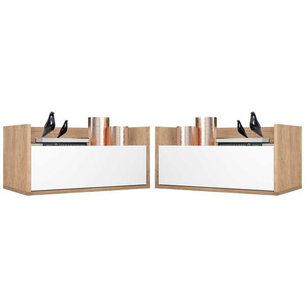 Kit C/ 2 Mesas De Cabeceira 80 Cm Suspensa Multimóveis Rustic