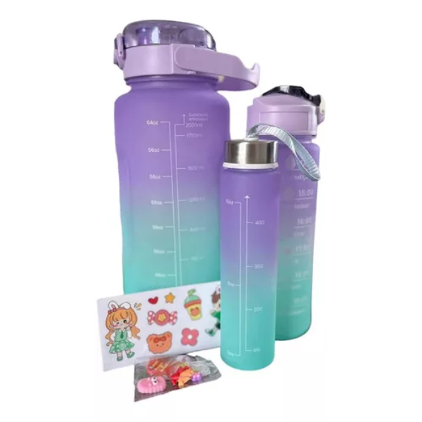 Kit C/ 3 Garrafas Squeeze 2l, 1l E 500ml - Todas As Ocasiões