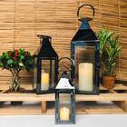 Kit C/ 3 Lanternas Marroquinas C/design Cúpula Metal Grafite