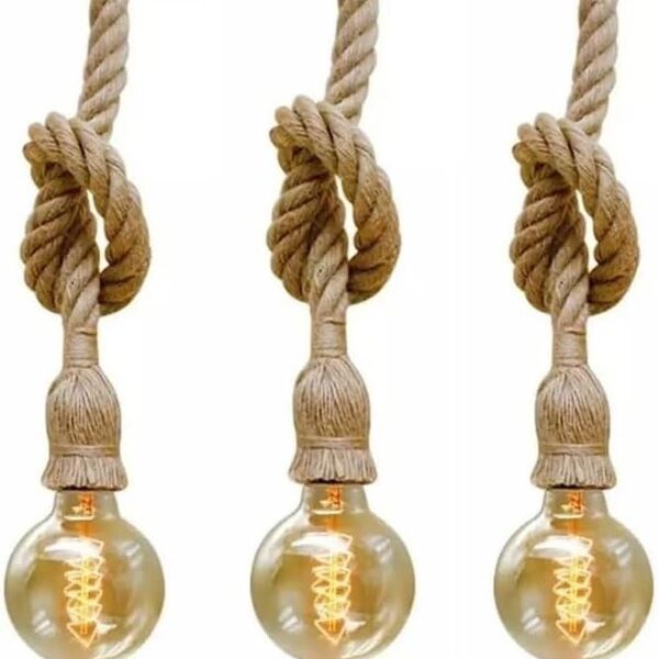 Kit 3 Luminárias Pendente em Corda - Estilo Retrô Vintage