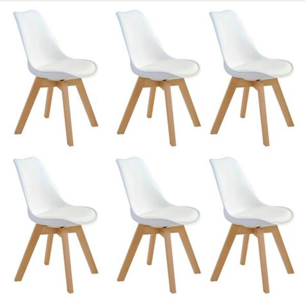 Kit C/ 6 Cadeiras Leda – Charles Eames, Saarinen Wood Com Alm