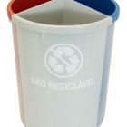 Kit C/ 6 Lixeira Mix Plástico 3 Divisões P/ Coleta Seletiva