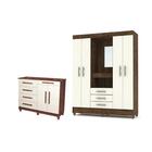 Kit C/guarda Roupa Multiuso E Cômoda Sirius Imbuia Champanhe