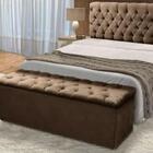 Kit Cabeceira + Baú Mirage Casal 140cm Suede Marrom