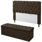 Kit Cabeceira + Baú Mirage Casal 140cm Suede Marrom