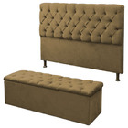 Kit Cabeceira Alice+ Calçadeira Itália King 195 Cm Suede Camu
