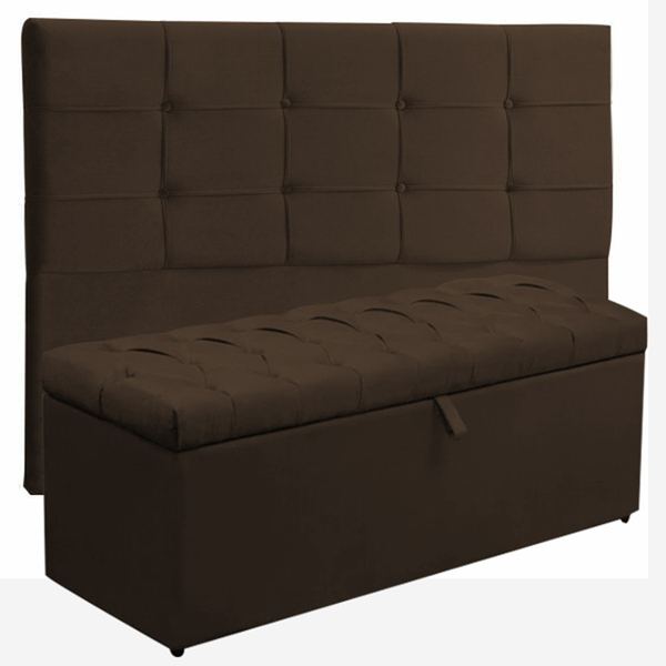 Kit Cabeceira Ana Luisa+ Calçadeira Itália Casal 140 Cm Suede