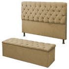 Kit Cabeceira Baby + Calçadeira Itália King 195 Cm Suede Marf