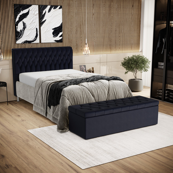 Kit Cabeceira Bellatrix 160 E Calçadeira Sagitarius Couro Ara