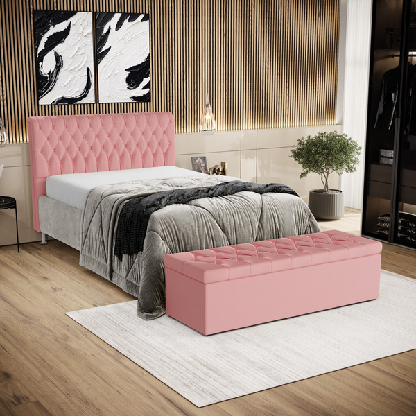 Kit Cabeceira Bellatrix 195 E Calçadeira Sagitarius Couro Ara