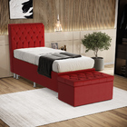 Kit Cabeceira Bellatrix 90 E Calçadeira Sagitarius Couro Arad