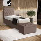 Kit Cabeceira Bellatrix 90 E Calçadeira Sagitarius Linho Arad