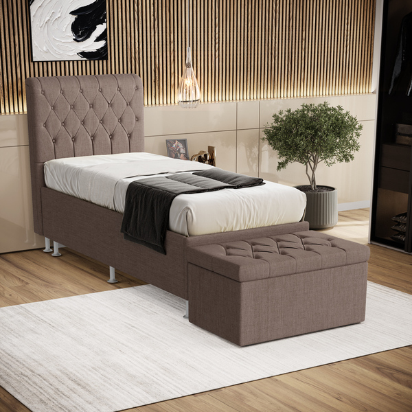 Kit Cabeceira Bellatrix 90 E Calçadeira Sagitarius Linho Arad