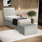 Kit Cabeceira Bellatrix 90 E Calçadeira Sagitarius Veludo Ara