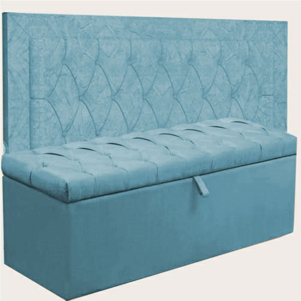 Kit Cabeceira Bianca + Calçadeira Itália Solteiro 90 Cm Suede