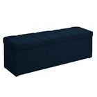 Kit Cabeceira Calçadeira Baú 140 Cm Carla Suede Azul Marinho