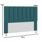 Kit Cabeceira Calçadeira Baú 140cm Carla Suede Azul Turquesa