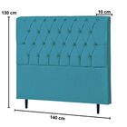 Kit Cabeceira Calçadeira Baú 140cm Paris Suede Azul Turquesa