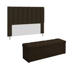 Kit Cabeceira Calçadeira Baú Casal 140 Cm Carla Suede Marrom