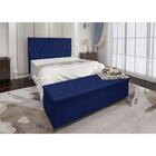Kit Cabeceira Calçadeira Baú Casal 140cm Madrid Azul Marinho
