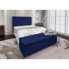 Kit Cabeceira Calçadeira Baú King 1,95cm Madrid Azul Marinho