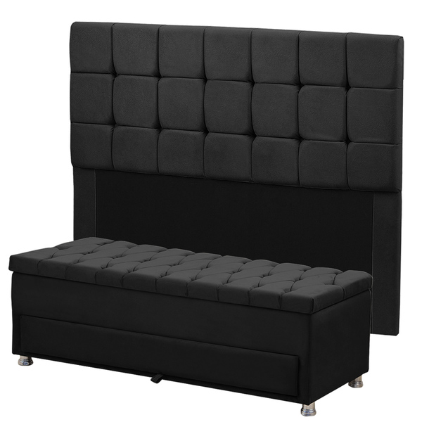 Kit Cabeceira Calçadeira Juia E Munique 195 Cm Casal King Siz