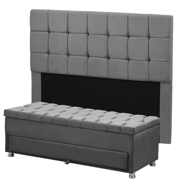 Kit Cabeceira Calçadeira Juia E Munique 195 Cm Casal King Siz