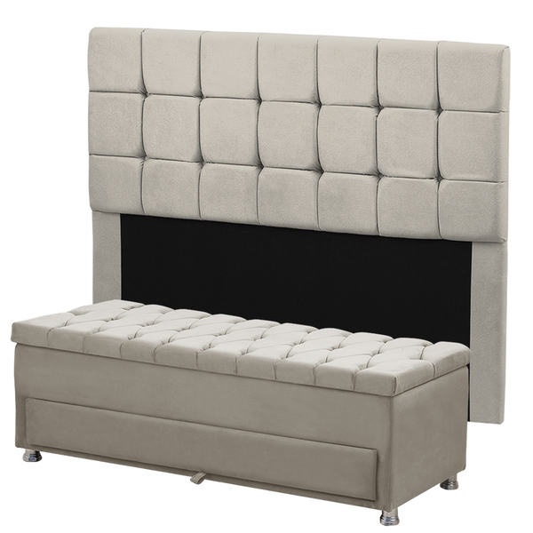 Kit Cabeceira Calçadeira Juia E Munique 195 Cm Casal King Siz