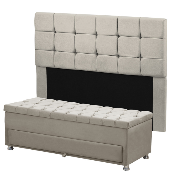 Kit Cabeceira Calçadeira Julia E Munique 160 Cm Casal Queen S