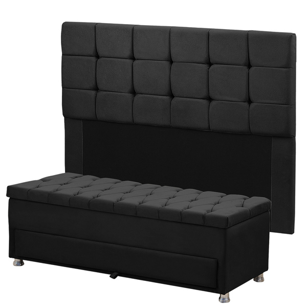 Kit Cabeceira Calçadeira Julia E Munique 160 Cm Casal Queen S