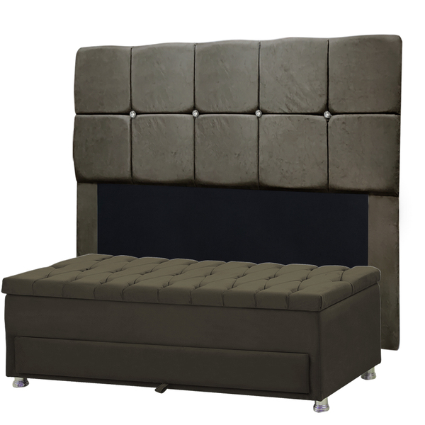 Kit Cabeceira Calçadeira Mila E Munique 160 Cm Casal Queen Si