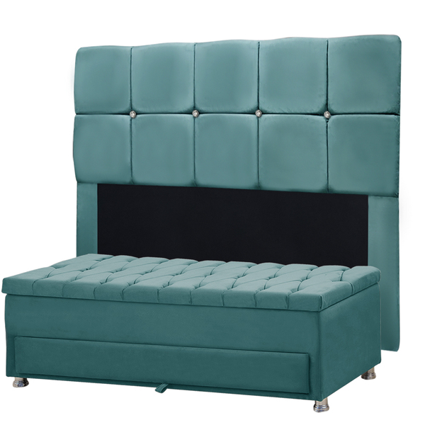 Kit Cabeceira Calçadeira Mila E Munique 195 Cm Casal King Siz