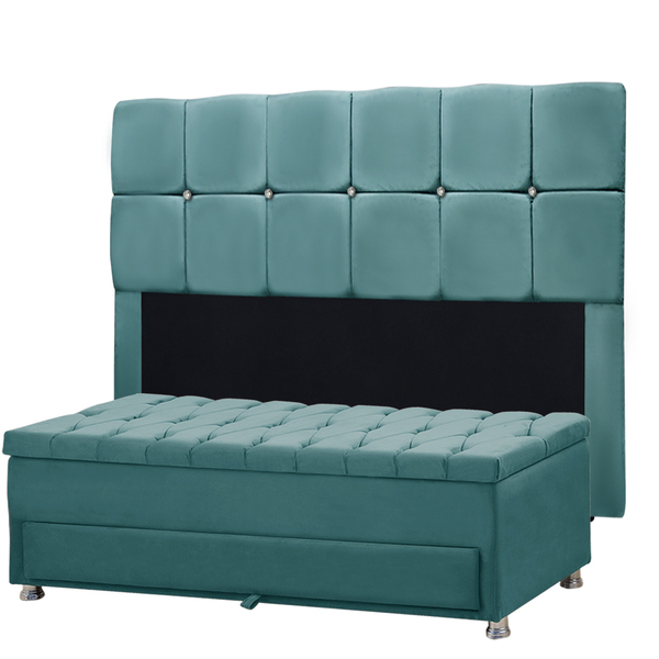 Kit Cabeceira Calçadeira Mila E Munique 195 Cm Casal King Siz