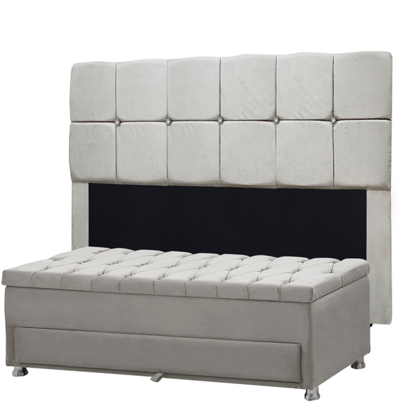 Kit Cabeceira Calçadeira Mila E Munique 195 Cm Casal King Siz