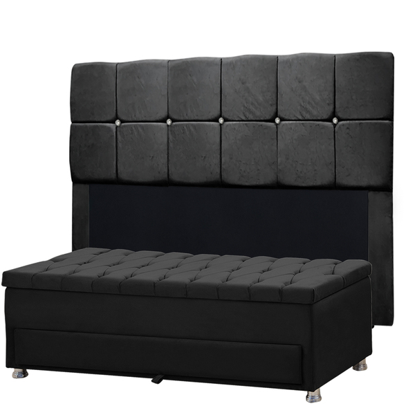 Kit Cabeceira Calçadeira Mila E Munique 195 Cm Casal King Siz