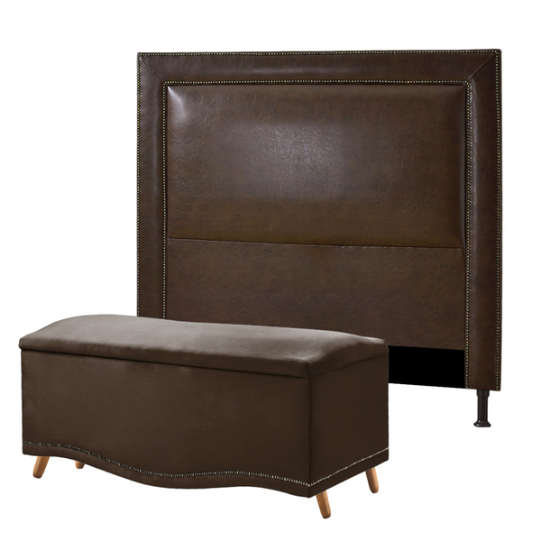 Kit Cabeceira Calçadeira New York E Holanda 140 Cm Casal Mate