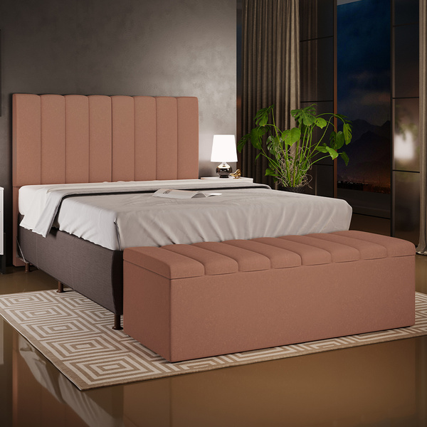 Kit Cabeceira Cama Box Casal King 195cm Com Calçadeira Ba...