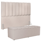 Kit Cabeceira Cama Box Casal King 195cm Com Calçadeira Baú Dá