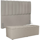 Kit Cabeceira Cama Box Queen 160cm Com Calçadeira Baú Dália W