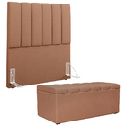 Kit Cabeceira Cama Box Solteiro 100cm Com Calçadeira Baú Dáli