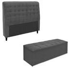 Kit Cabeceira Casal + Calçadeira Puff Dama Para Box De 1.38 Cm