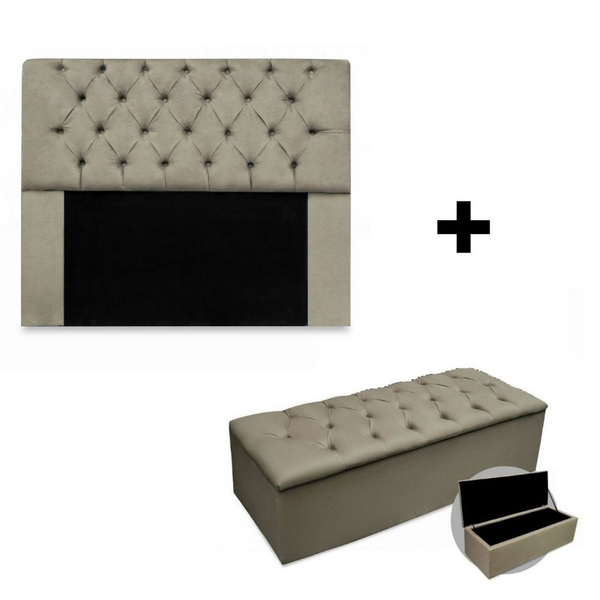 Kit Cabeceira Dubai Queen 160 Cm E Calçadeira Dubai 160 Cm Pl