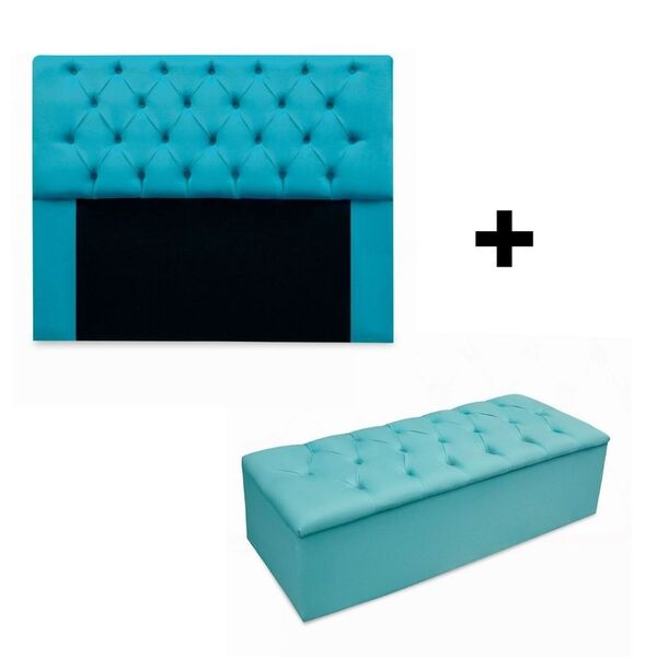 Kit Cabeceira Dubai Queen 160 Cm E Calçadeira Dubai 160 Cm Pl