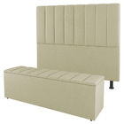 Kit Cabeceira E Baú Cama Box King Size Cora 195cm Sintético B