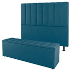 Kit Cabeceira E Baú Cama Box Solteiro Cora 90cm Suede Turques