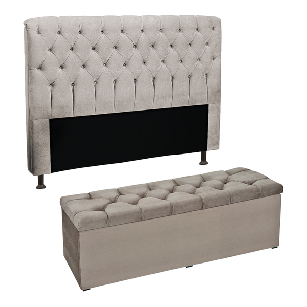 Kit Cabeceira E Calçadeira Alaska Casal 140 Cm Para Cama Box