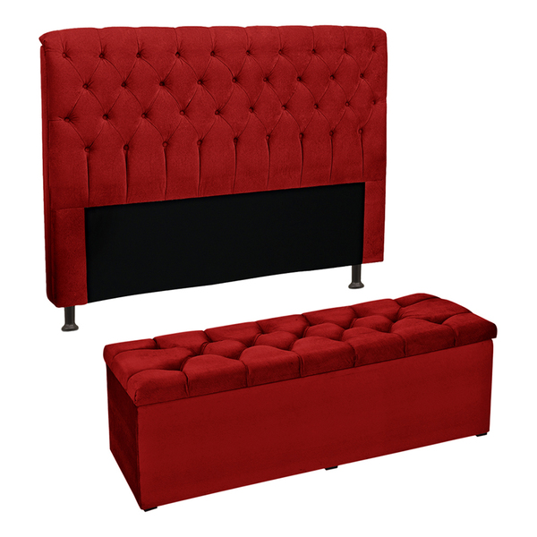 Kit Cabeceira E Calçadeira Alaska Casal King Size 195 Cm Para