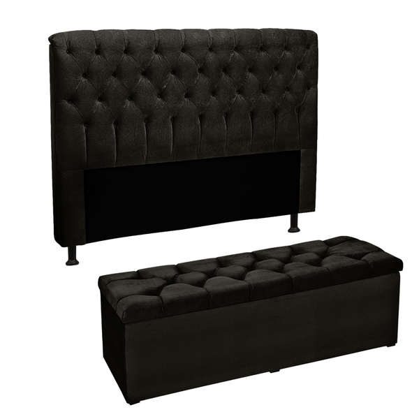 Kit Cabeceira E Calçadeira Alaska Casal Queen Size 160 Cm Par