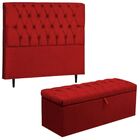 Kit Cabeceira E Calçadeira Baú 90 Cm Paris Suede Vermelho